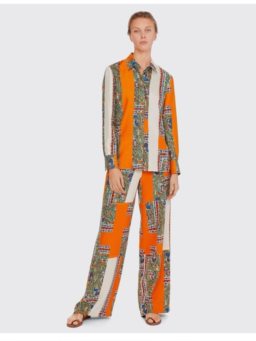 Tory Burch - Hicks Garden Party 100% Silk Blouse Orange size 10